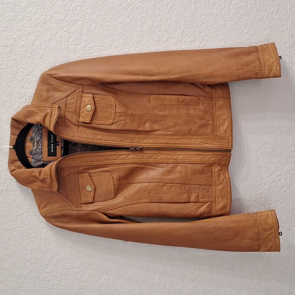 Black Rivet Leather Jacket - Picture 12 of 14